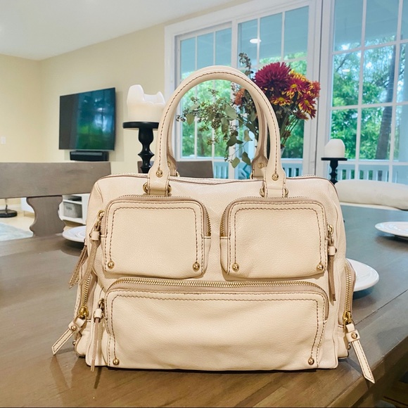 kate spade Handbags - Kate Spade Bone Multi Pocket Satchel EUC